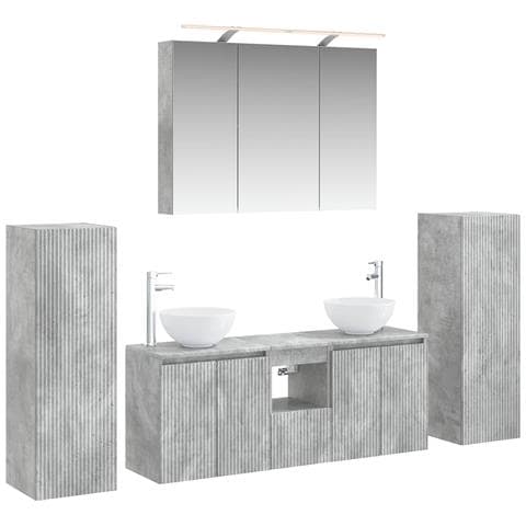 Set di mobili per il bagno 6 pcs Grigio Cemento - Foto 1