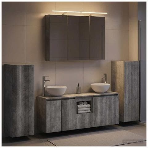 Set di mobili per il bagno 6 pcs Grigio Cemento - Foto 2