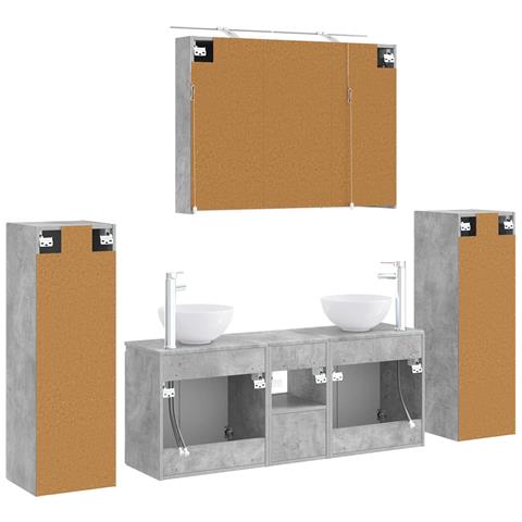 Set di mobili per il bagno 6 pcs Grigio Cemento - Foto 9
