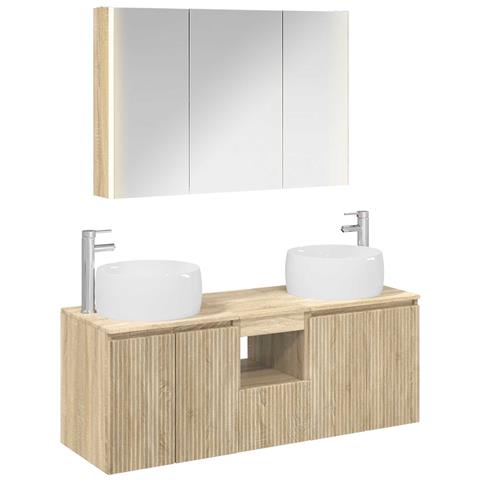 Set di Armadi da Bagno 4 pcs Rovere Sonoma Legno ingegnerizzato - Foto 1