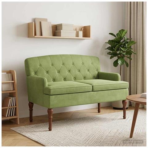 Loveseat con bottoni imbottiti Verde chiaro 111 x 65 x 79 cm - Foto 2