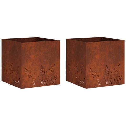 Vaso da giardino 2 pz Ruggine 50 x 50 x 49 cm Acciaio Corten - Foto 1
