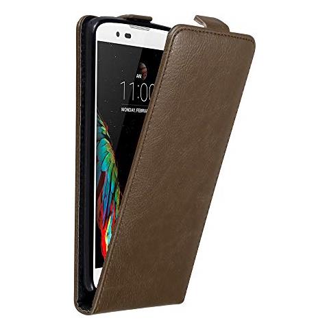 Custodia Compatibile Con Lg K10 2016 In Bruno Caffè - Coperchio Protettivo In Design Flip Con Chiusura Magnetica - Foto 1