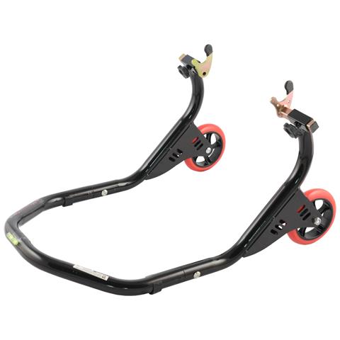 Cavalletto Moto Solleva Posteriore A Forchette Regolabile Ruote In Gomma Nero - Foto 1