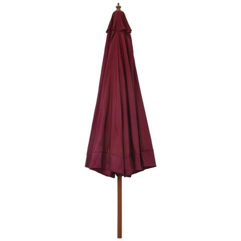 Ombrellone da Esterni con Palo in Legno 330 cm Rosso Borgogna - Foto 2