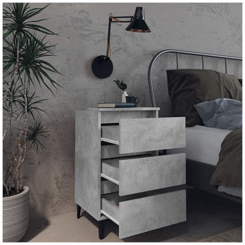 Comodini con Gambe in Metallo 2pz Grigio Cemento 40x35x69 cm - Foto 9