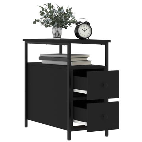 Comodino Nero 30x60x60 Cm In Legno Multistrato - Foto 2