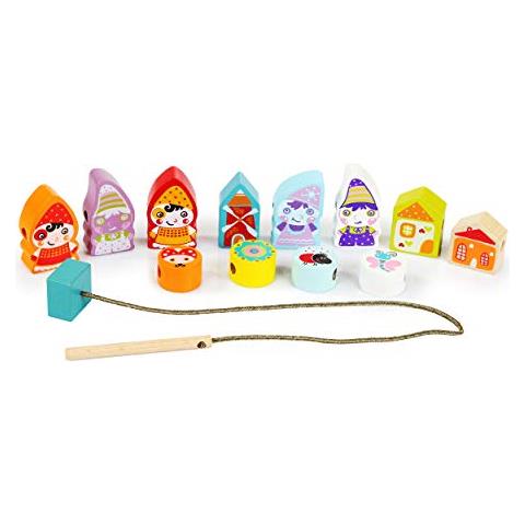 Giocattolo Con Allacciatura Alce Saggio Nani Felici Per Bambini Piccoli Con 12 Perline In Legno Da Infilare, Giocattolo Per Attività Di Abilità Motoria Fine, Ottimo Regalo Per Bambini A Partire Da 1 Anno, Giocattoli Ecologici Per Smistamento Bambini, Pro - Foto 1