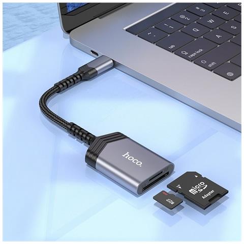 Multiporta Lettore Otg Schede Sd E Microsd Con Connettore Usb-c Colore Grigio - Foto 2