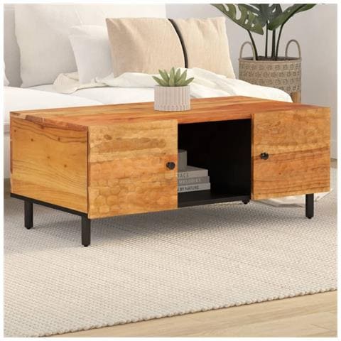 Tavolino 100x54x40 Cm In Legno Massello Di Acacia - Foto 1