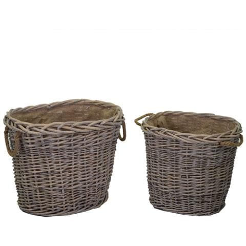 Cesto In Vimini Naturale Fatto A Mano 50 Cm Con Manici | Multiuso Per Frutta, Verdura, Legna | Giardino E Casa - 4