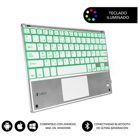 Tastiera con Touchpad Wireless 8436586740603  (Layout Spagnolo) Colore Argento. Bianco - Foto 1
