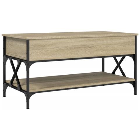 Tavolino Salotto Rovere Sonoma 100x50x50 Cm Multistrato Metallo - Foto 2