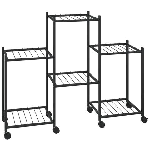 Portafiori Con Ruote 83x25x63,5 Cm Ferro Nero - Foto 2