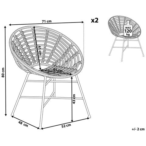 Set 2 Poltrone Rattan Naturale Acerra - Foto 2