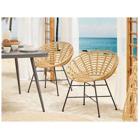 Set 2 Poltrone Rattan Naturale Acerra - Foto 1