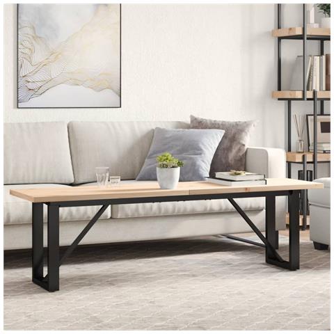 Tavolino Salotto Telaio A O 160x40x45,5cm Massello Pino E Ghisa - Foto 1