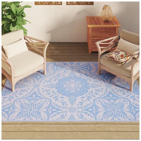 Tappeto Da Esterno Celeste 140x200 Cm In Pp - Foto 3