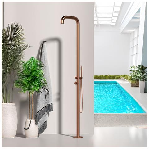 Chia Doccia Per Esterni In Acciaio 316l Soffione E Doccino Mobile H 230 Cm Inox Oro Rosa - Foto 1