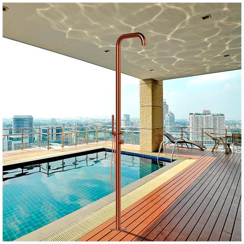 Chia Doccia Per Esterni In Acciaio 316l Soffione E Doccino Mobile H 230 Cm Inox Oro Rosa - Foto 7