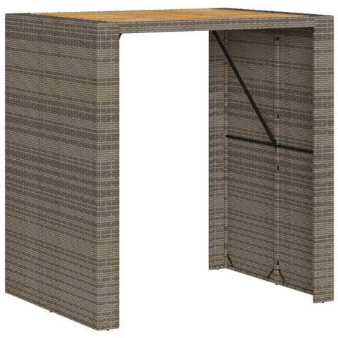 Tavolo Bar Da Giardino Piano In Acacia 105x80x110 Cm Polyrattan - Foto 2