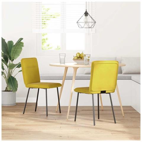Sedie Da Pranzo 2 Pz Gialle In Velluto - Foto 2