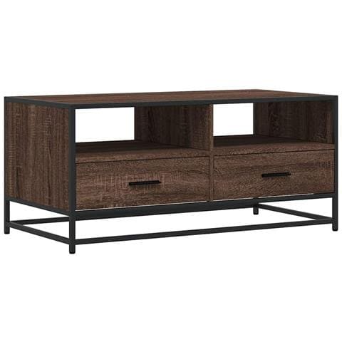 Tavolino Rovere Marrone 100x50x45cm Legno Multistrato E Metallo - Foto 2