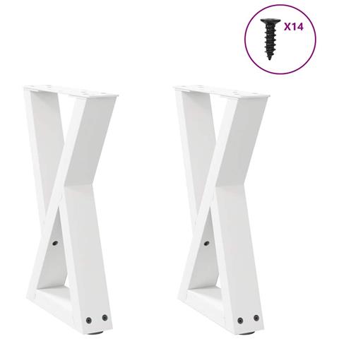 Gambe Per Tavolino 2 Pz Bianco 38x(42-43,3) Cm In Acciaio - Foto 1