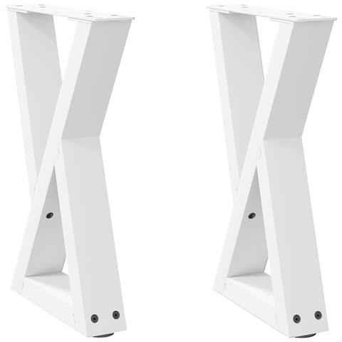 Gambe Per Tavolino 2 Pz Bianco 38x(42-43,3) Cm In Acciaio - Foto 2