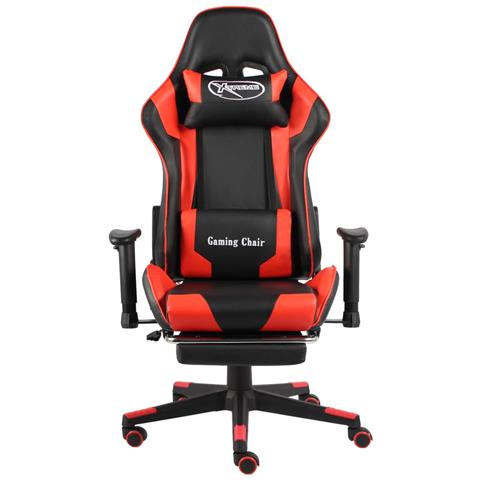 Lusso Casadino -  Sedia Da Gaming Girevole Con Poggiapiedi Rossa In Pvc - Foto 1
