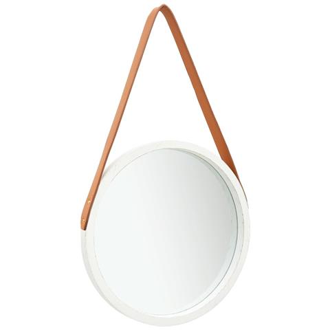 Specchio Da Parete Con Cinghia 40 Cm Bianco - Foto 2