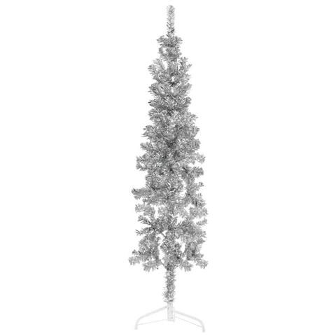 Albero Natale Artificiale Sottile A Metà Supporto Argento 180cm - Foto 2