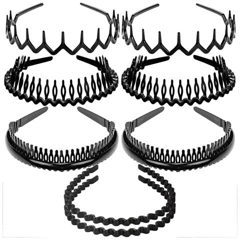 Elegante Set Di Fasce Nere Per Capelli - Collezione Di Cerchietti Per Capelli Da 8 Pezzi - Foto 1