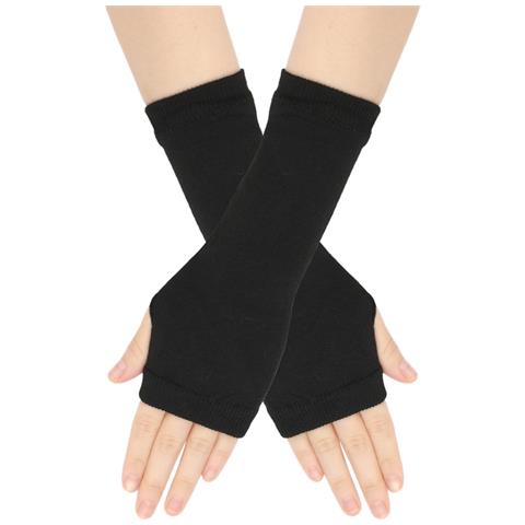 Guanti Senza Dita A Righe, Scaldamuscoli Per Le Braccia In Maglia Con Foro Per Il Pollice Black - Foto 1