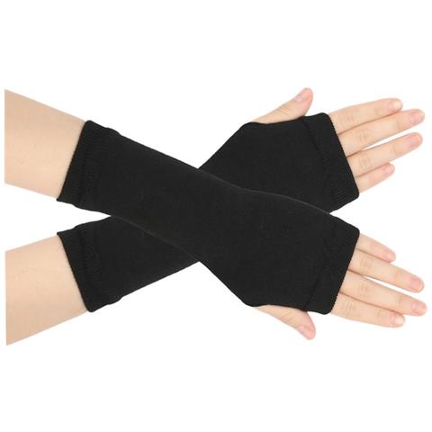 Guanti Senza Dita A Righe, Scaldamuscoli Per Le Braccia In Maglia Con Foro Per Il Pollice Black - Foto 2