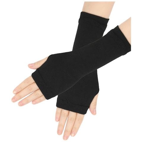 Guanti Senza Dita A Righe, Scaldamuscoli Per Le Braccia In Maglia Con Foro Per Il Pollice Black - Foto 3