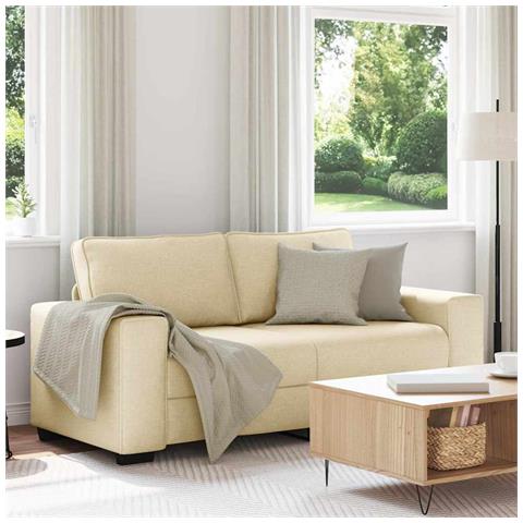 Divano a 2 Posti Crema 140 cm in Tessuto - Foto 2