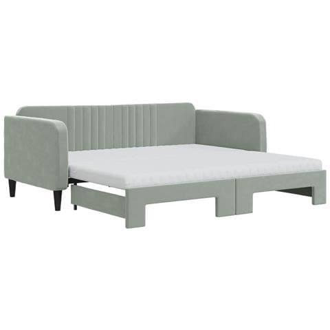 Divano Letto Estraibile Materassi Grigio Chiaro 90x190 Velluto - Foto 1