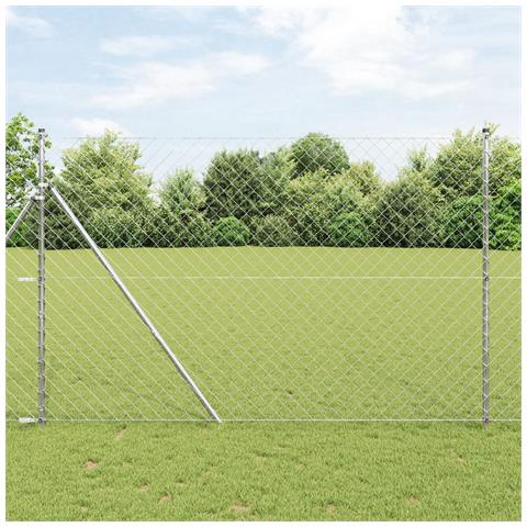 Recinzione a Maglie Metalliche con 7 Pali 1.6x10 m Acciaio Zincato - Foto 2