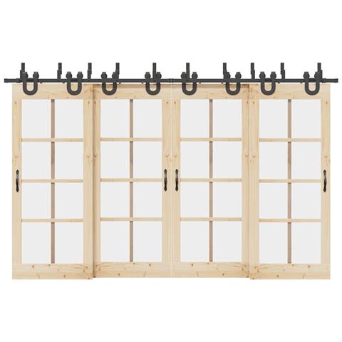 Kit di Binari per Porte Scorrevoli 366 cm Acciaio Nero - Foto 2