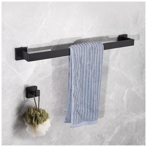 Set Di Accessori Da Bagno Quadrati In Acciaio Inox, 5 Pezzi, 40cm - Montaggio A Parete Black - Foto 5