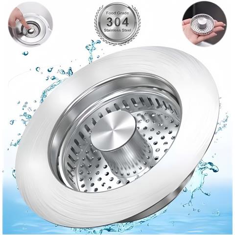 Filtro Per Lavello Con Meccanismo A Pulsante In Acciaio Inox 304 Compatibile Con Lavelli Da Cucina, Vasche Da Bagno E Lavelli Per Verdure, Con Cappuccio E Asta In Rame - Foto 4
