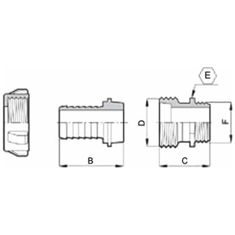 Raccordo Portagomma Dritto In 3 Pezzi Ø 50 Filettatura G2"" Confezione Da 5 Pezzi - Foto 2