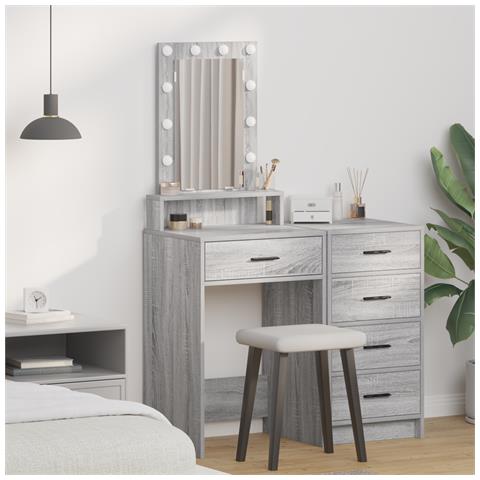 Toeletta  con luci LED Grigio Sonoma 50x41x140 cm - Foto 2