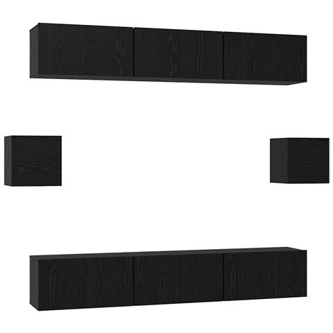 Set mobile TV 8 pcs Rovere nero 60 x 30 x 30 cm - Foto 1