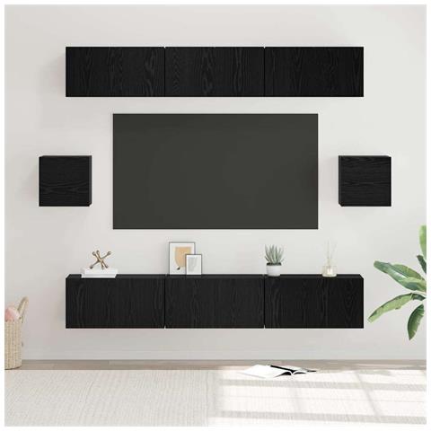 Set mobile TV 8 pcs Rovere nero 60 x 30 x 30 cm - Foto 2