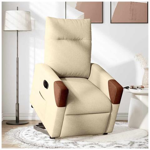 Poltrona Alzapersona Reclinabile Elettrica Crema in Tessuto - Foto 2