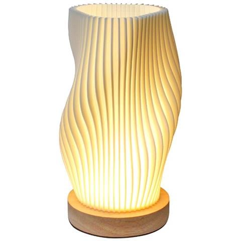 Lampada Da Tavolo Usb Dimmerabile Con Base In Legno - Luce Notturna Da Comodino In Stile Nordico - Foto 1
