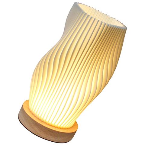 Lampada Da Tavolo Usb Dimmerabile Con Base In Legno - Luce Notturna Da Comodino In Stile Nordico - Foto 2