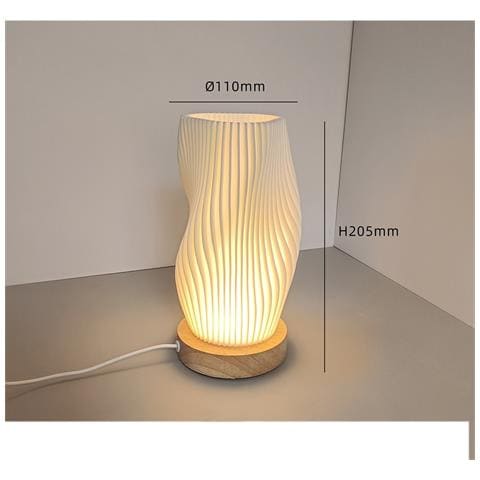 Lampada Da Tavolo Usb Dimmerabile Con Base In Legno - Luce Notturna Da Comodino In Stile Nordico - Foto 4